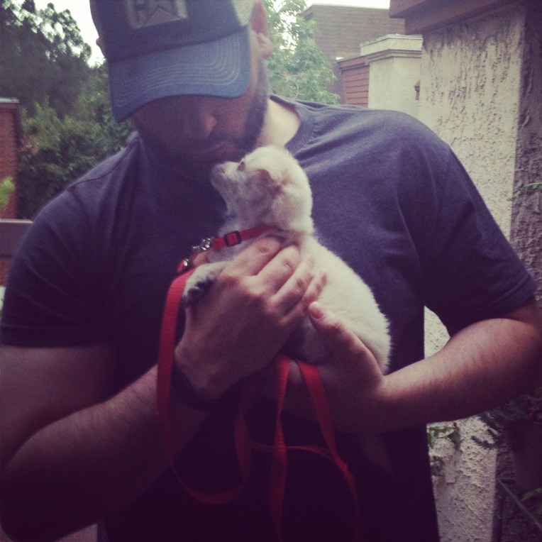 Mazzie's first day home.